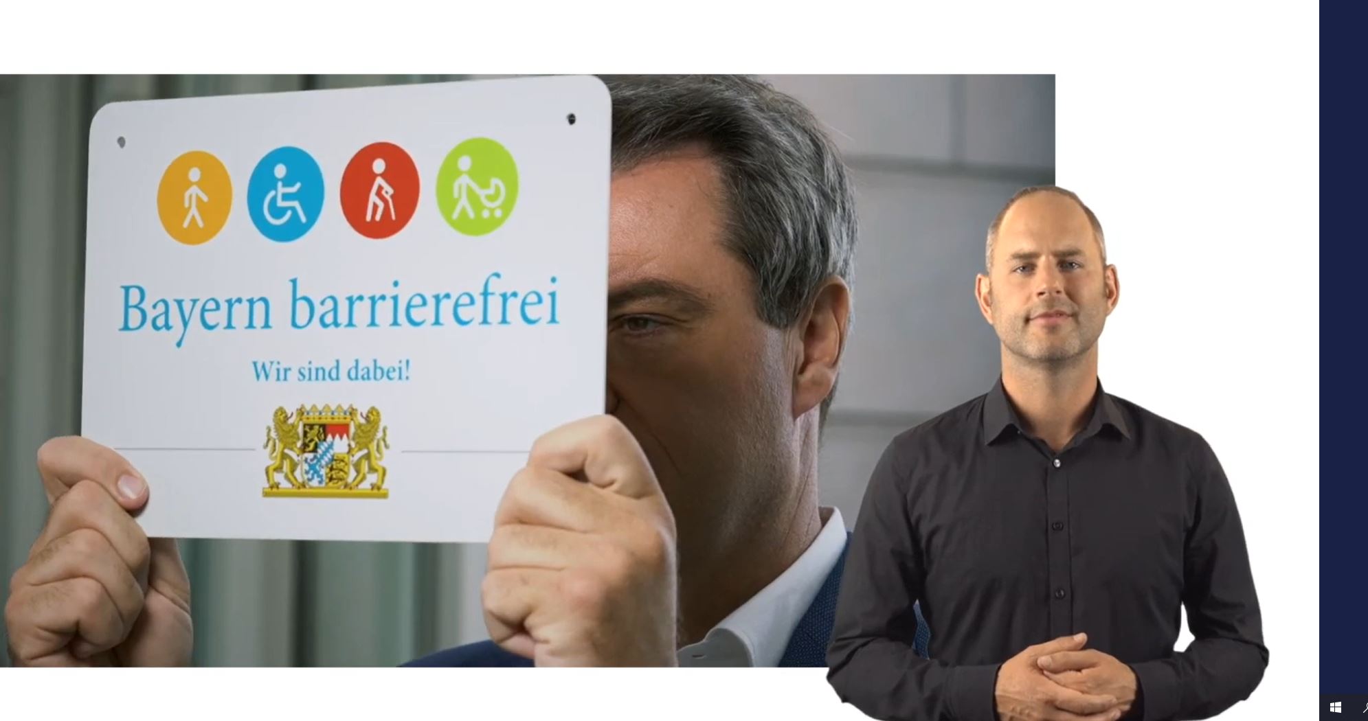 In diesem Video äußert sich Dr. Markus Söder zum Programm „Bayern barrierefrei“. 