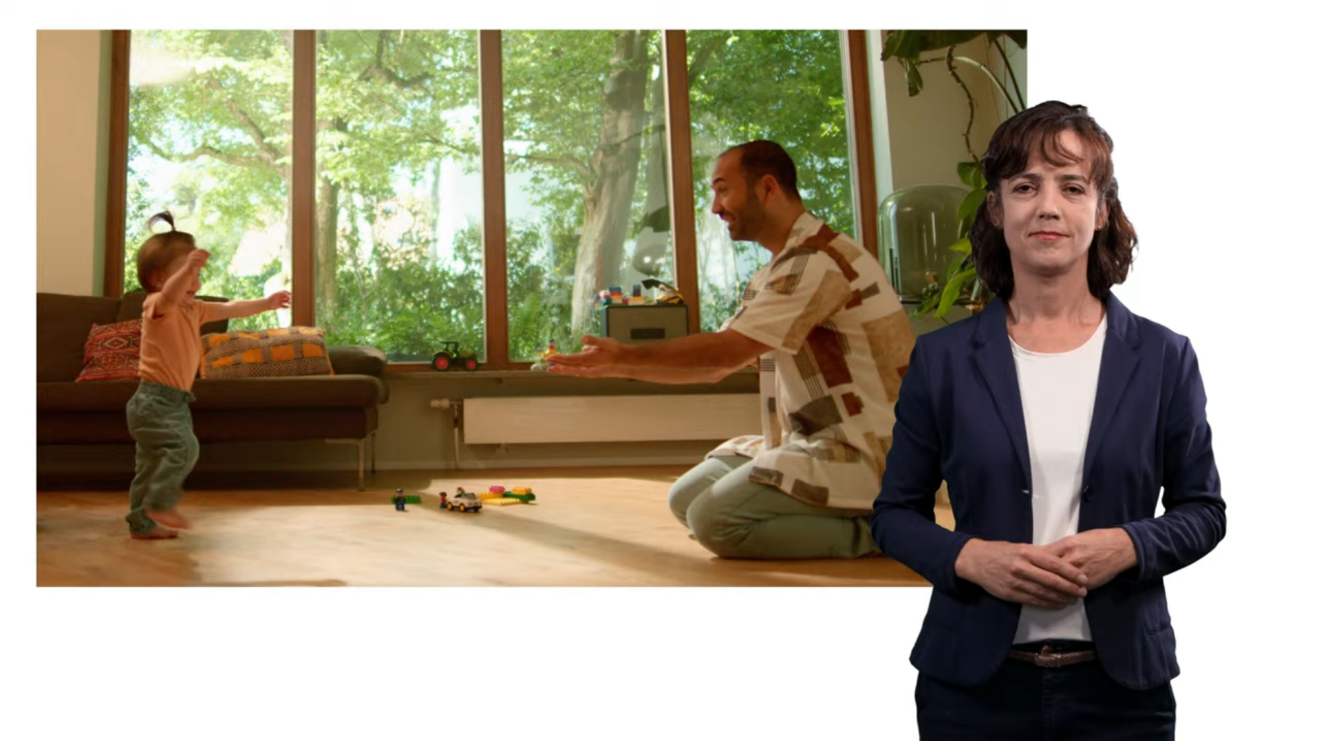 Das Video setzt das Rollenmonster in Verbindung mit Väterfreuden.