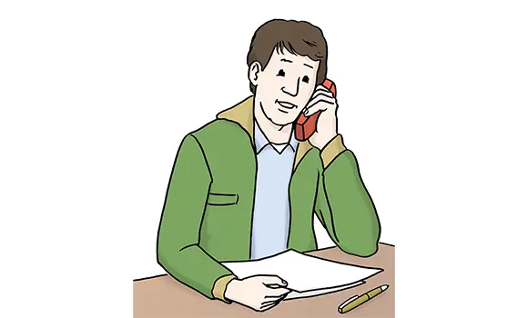 Illustration Mann mit einem Telefon in der Hand