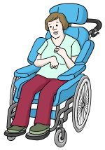 Eine Frau mit Behinderung im Rollstuhl.