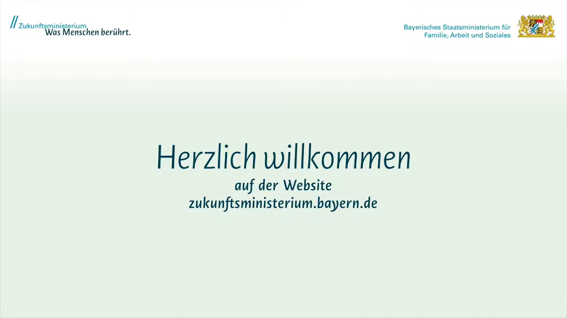 Das Video informiert über das Bayerische Staatsministerium für Familie, Arbeit und Soziales